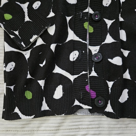 Josheph A Black and White Patterned Cardigan W Pops Of Color Size S - Picture 4 of 5